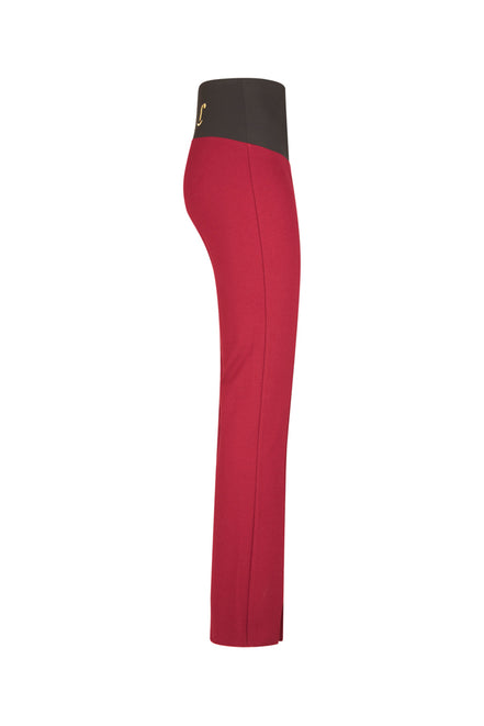 Panta donna con spacchi frontali in punto milano bordeaux con baschina - Panta NY