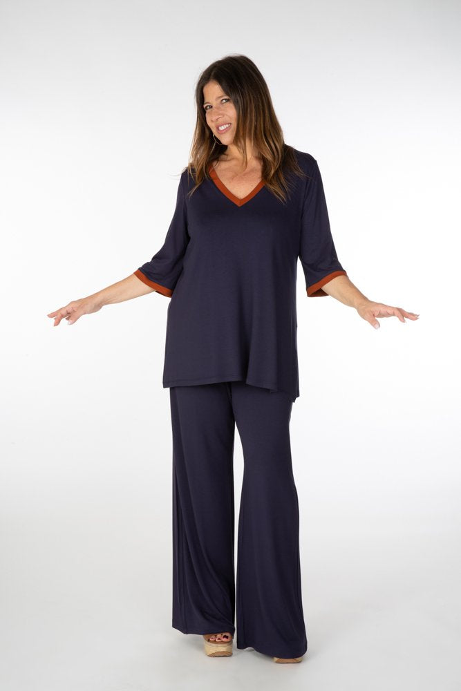 Panta Firenze maglina blu con baschina