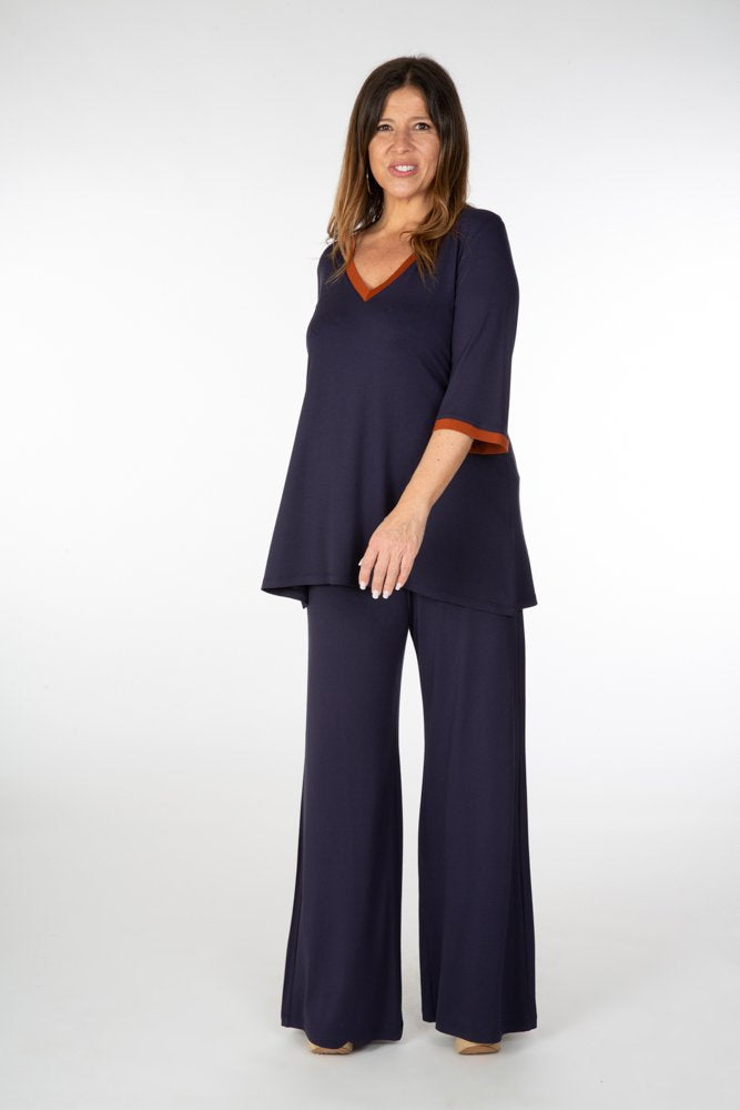 Panta Firenze maglina blu con baschina