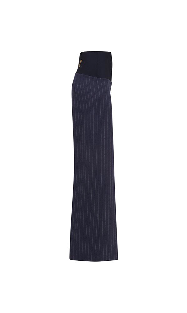 Panta Firenze gessato blu con baschina
