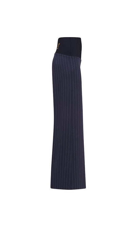 Panta Firenze gessato blu con baschina