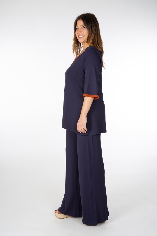 Panta Firenze maglina blu con baschina