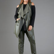 Panta Paris ecopelle nero con baschina
