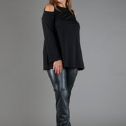 Panta Paris ecopelle nero con baschina