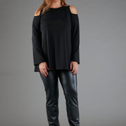 Panta Paris ecopelle nero con baschina