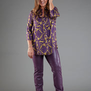 Panta Paris ecopelle viola con baschina
