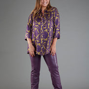 Panta Paris ecopelle viola con baschina