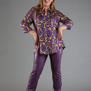 Panta Paris ecopelle viola con baschina