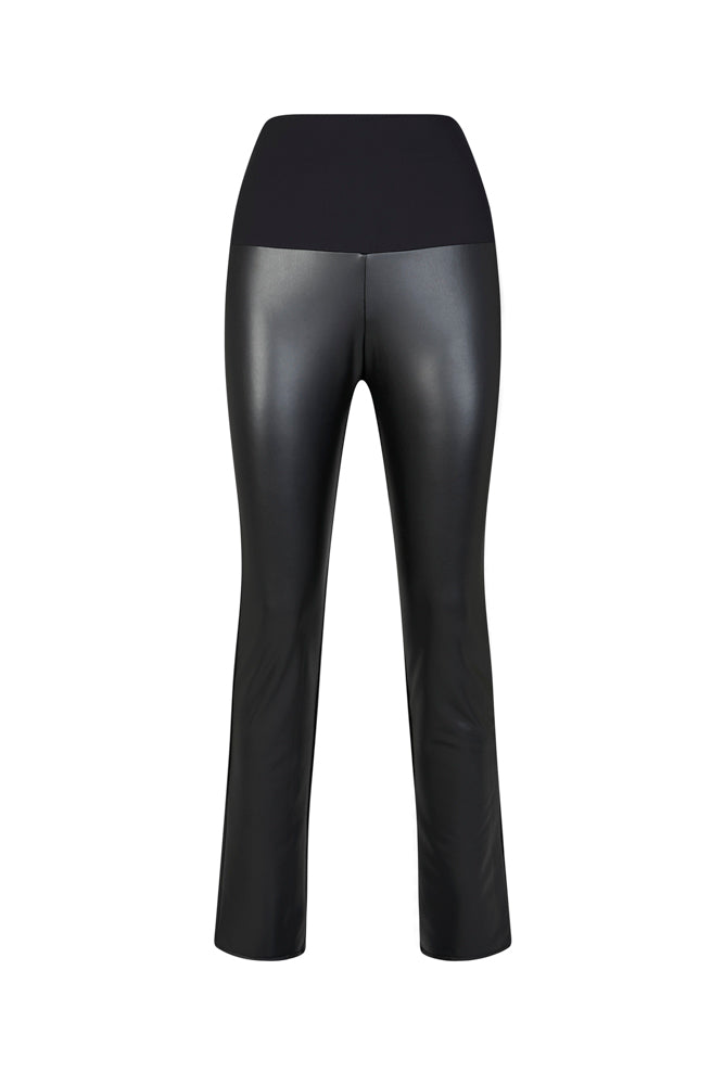 Panta Paris ecopelle nero con baschina