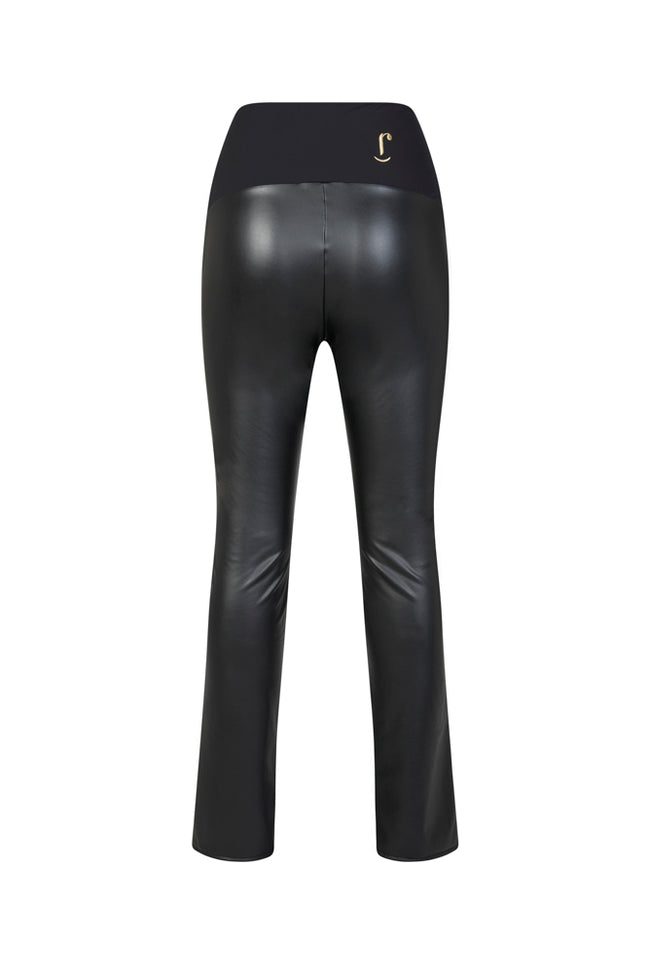 Panta Paris ecopelle nero con baschina