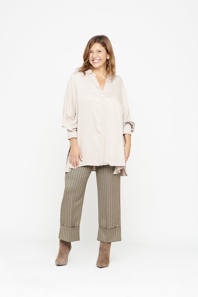 Panta Havana gessato marrone con baschina