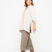 Panta Havana gessato marrone con baschina