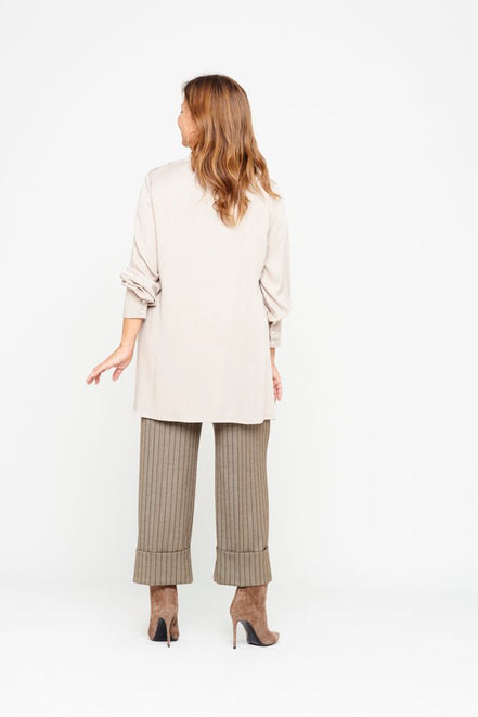 Panta Havana gessato marrone con baschina