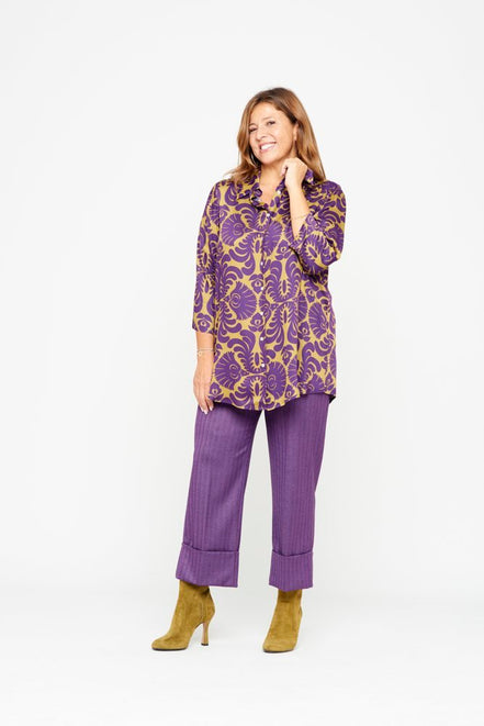 Panta Havana gessato viola con baschina