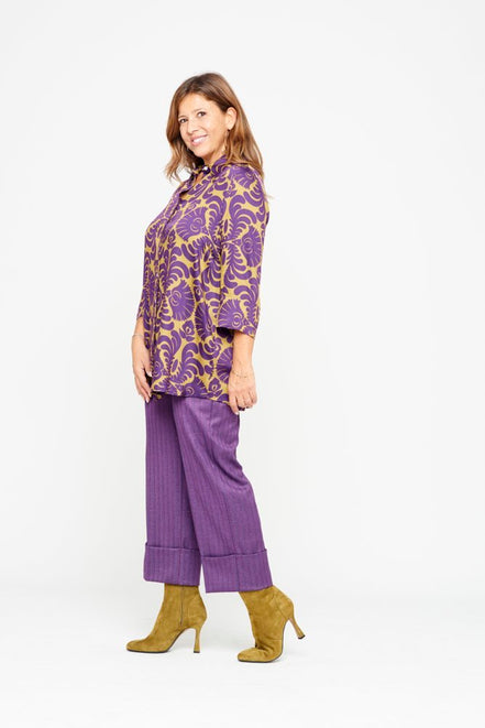Panta Havana gessato viola con baschina