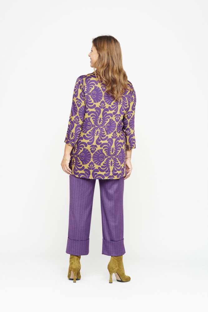 Panta Havana gessato viola con baschina