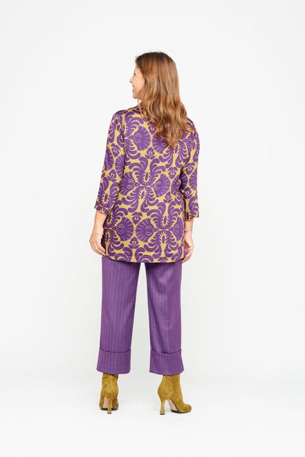 Panta Havana gessato viola con baschina