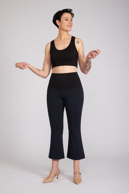 Panta Salina in punto milano cotone navy