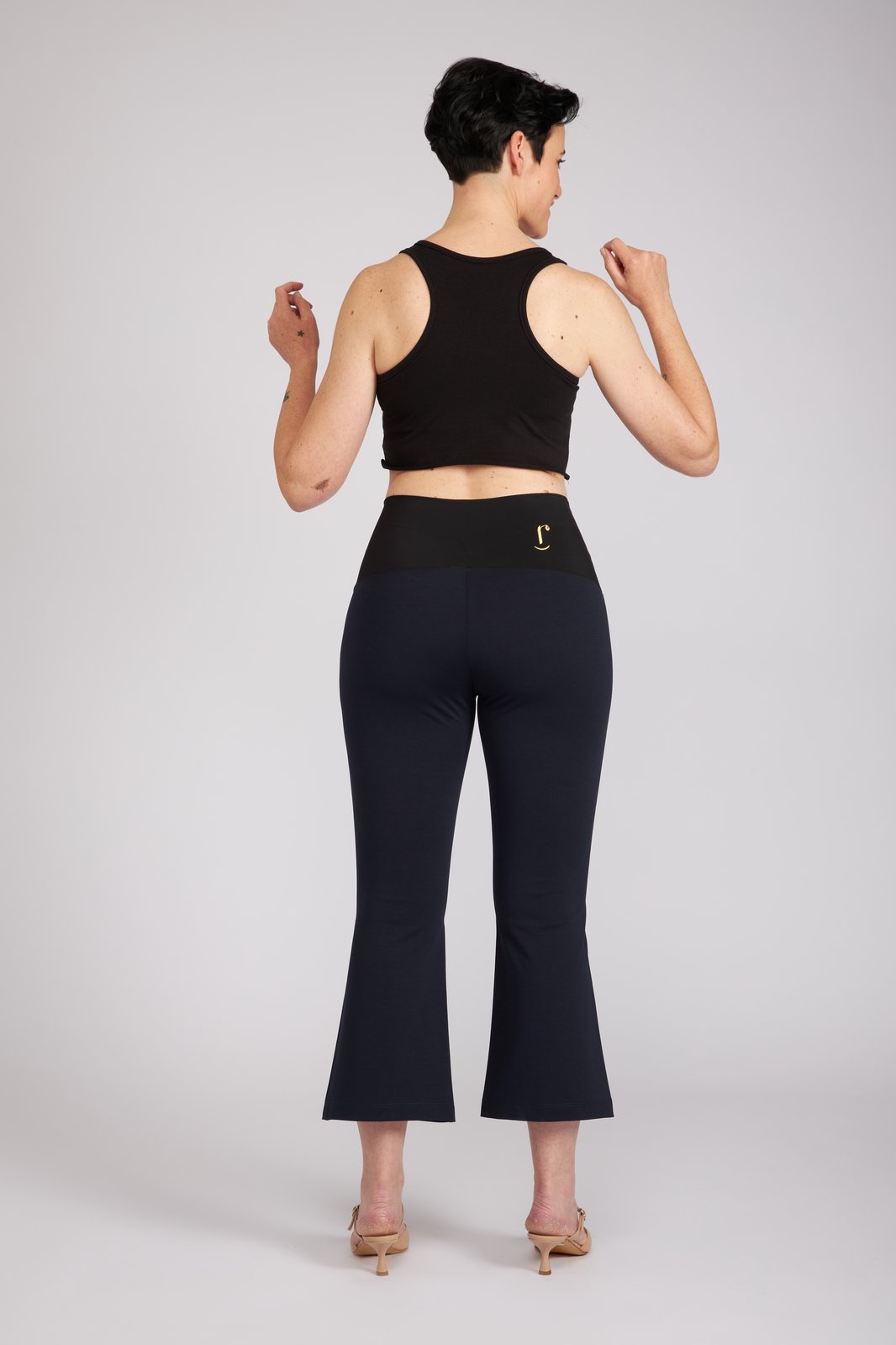 Panta Salina in punto milano cotone navy