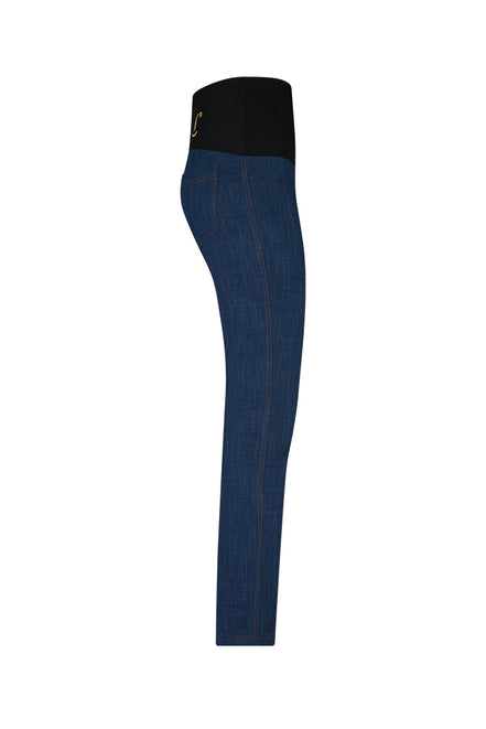 Jeans sigaretta cotone blu chiaro delavè con baschina