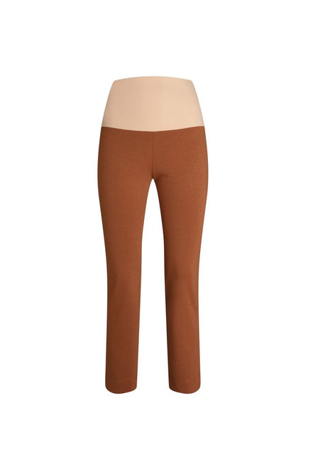 Audrey Trousers in Tan Cotton with Baschina Waistband