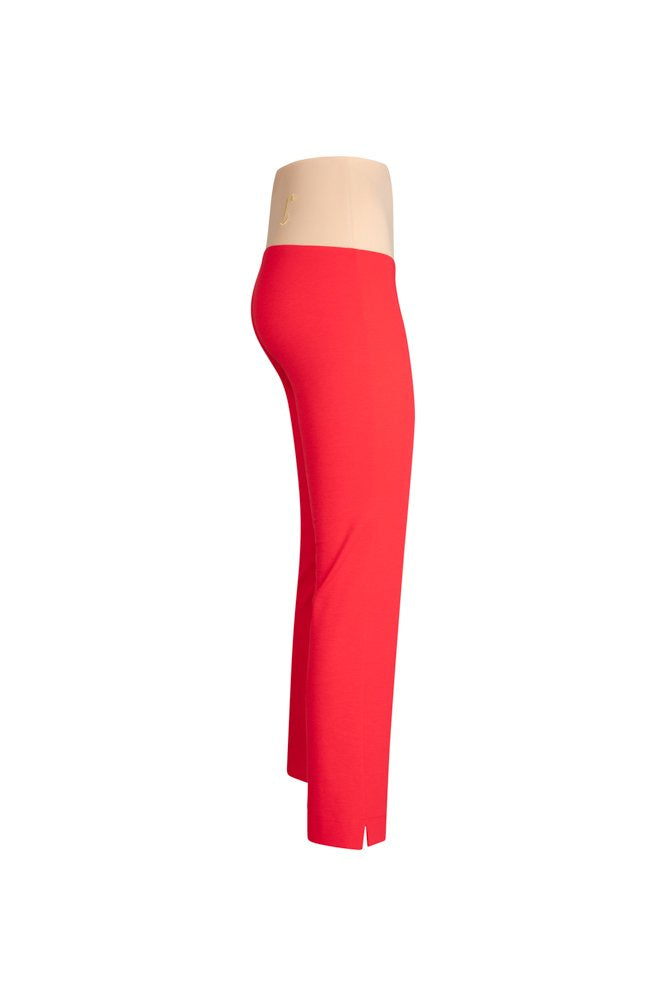 Audrey Trousers in Red Cotton with Baschina Waistband