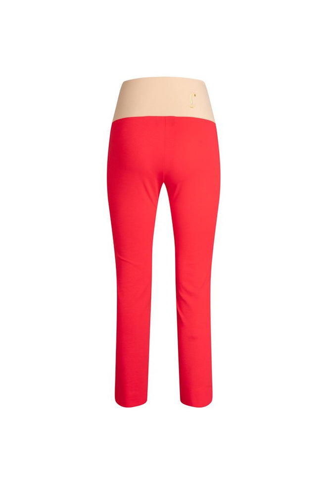 Audrey Trousers in Red Cotton with Baschina Waistband