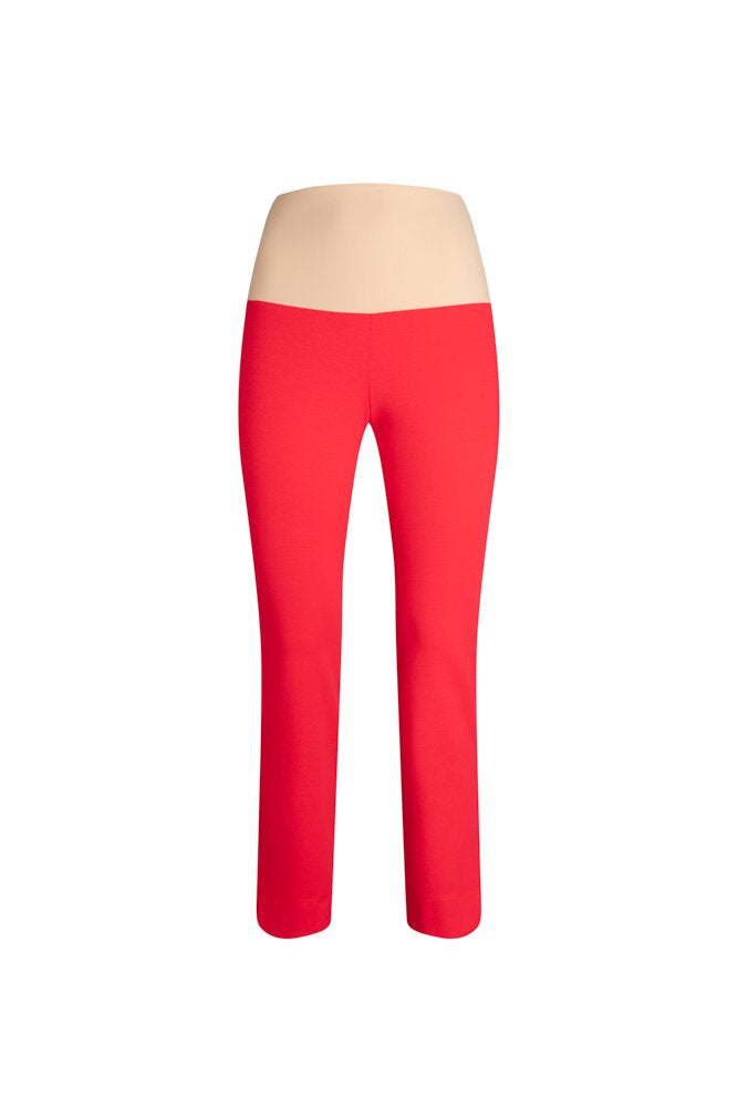 Audrey Trousers in Red Cotton with Baschina Waistband