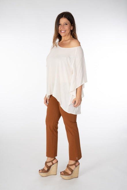 Audrey Trousers in Tan Cotton with Baschina Waistband