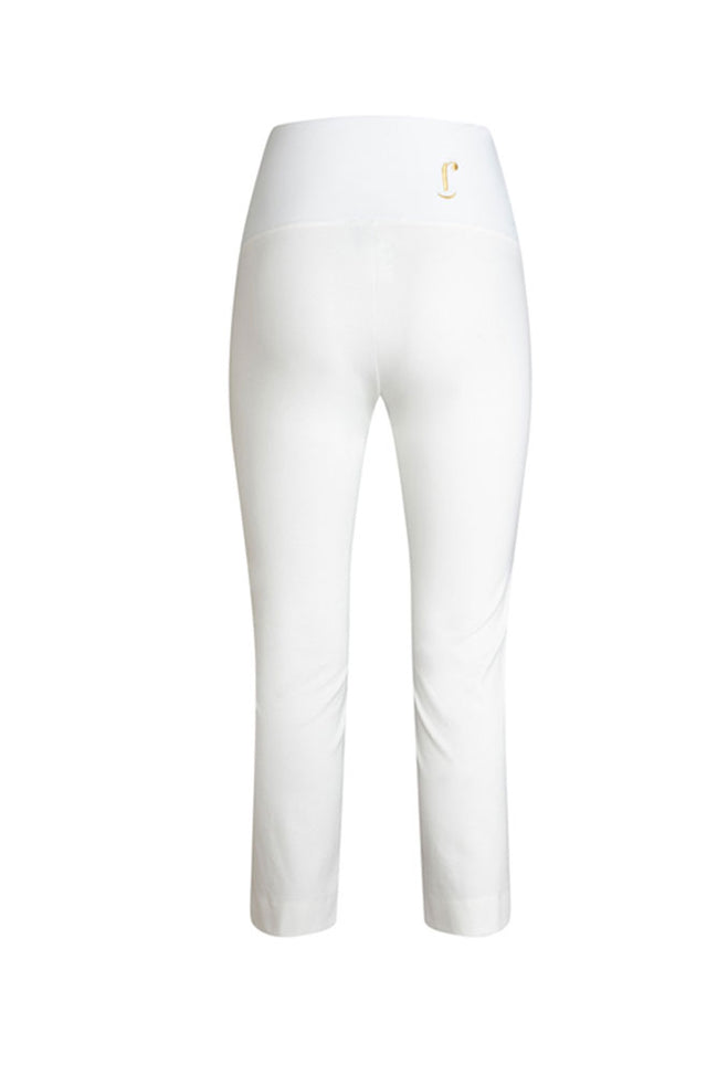 Jackie Trousers in White Cotton with Baschina Waistband