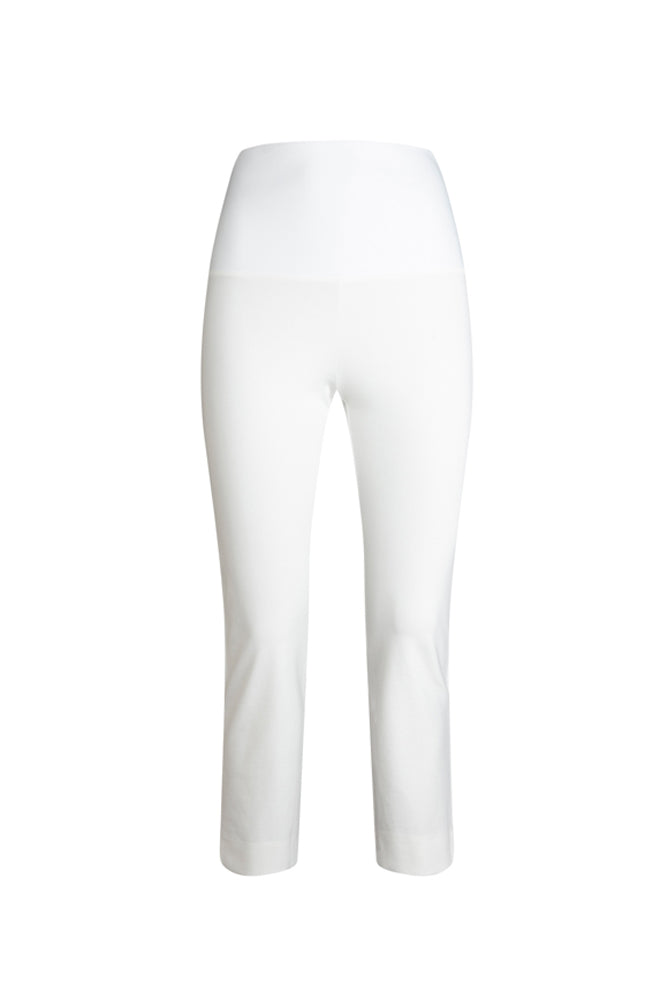 Jackie Trousers in White Cotton with Baschina Waistband