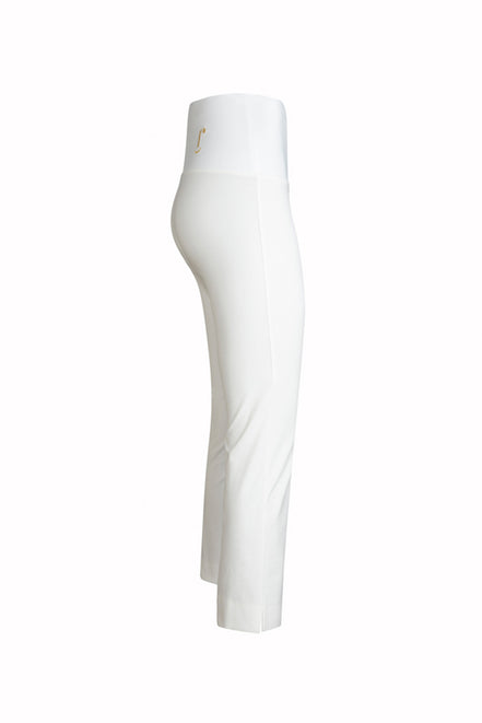 Jackie Trousers in White Cotton with Baschina Waistband