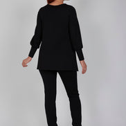 Jeans sigaretta punto milano nero con baschina