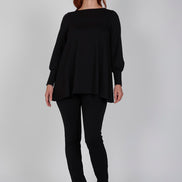 Jeans sigaretta punto milano nero con baschina