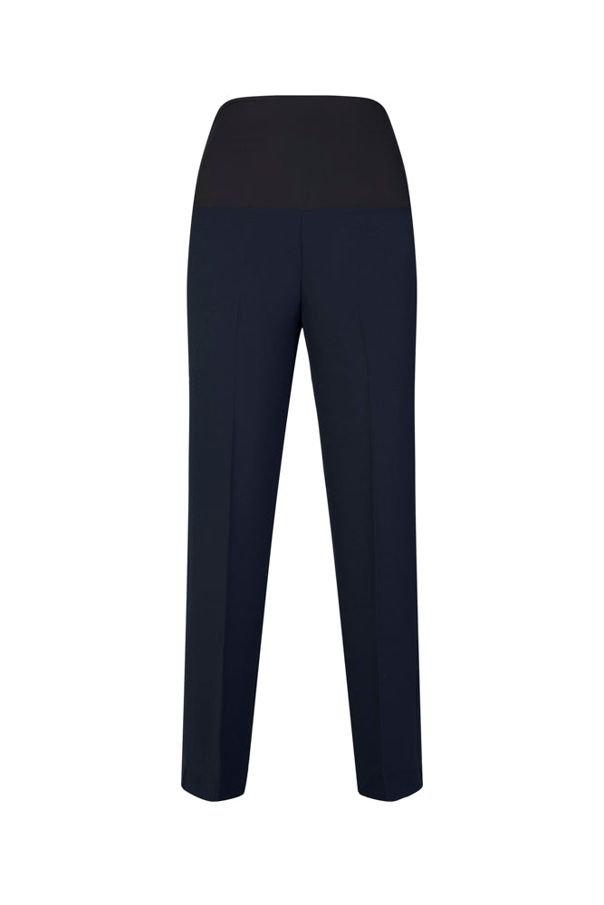 Panta Torino crepe satin blu con baschina