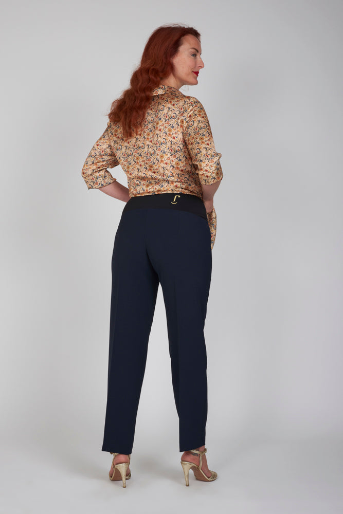 Panta Torino crepe cady blu