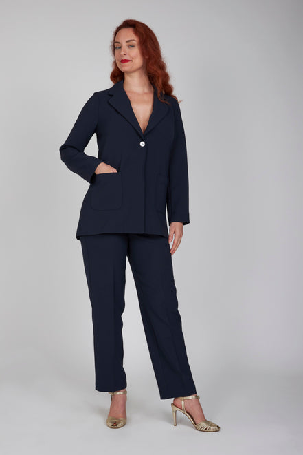 Panta Torino crepe cady blu