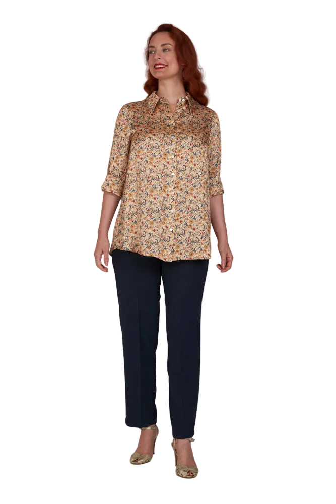 Panta Torino crepe cady blu