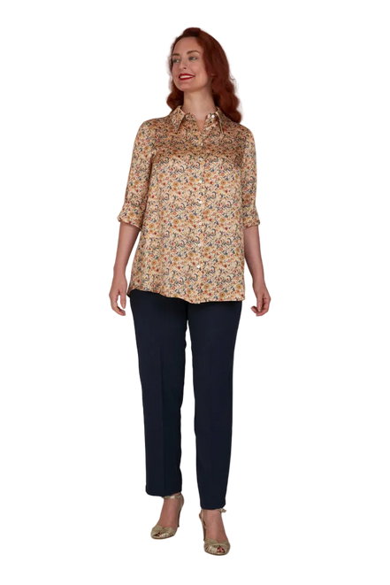 Panta Torino crepe cady blu