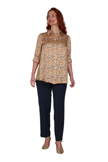 Panta Torino crepe cady blu