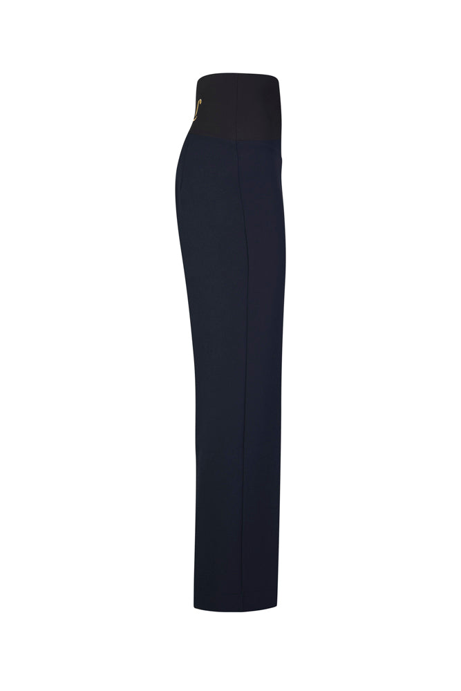 Panta Torino crepe cady blu