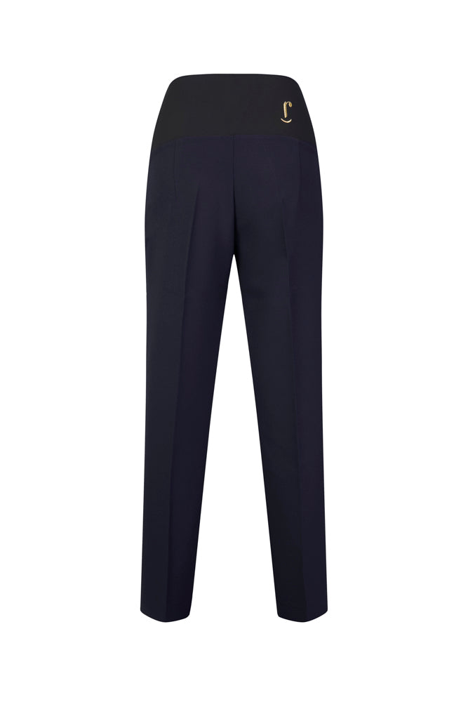 Panta Torino crepe cady blu