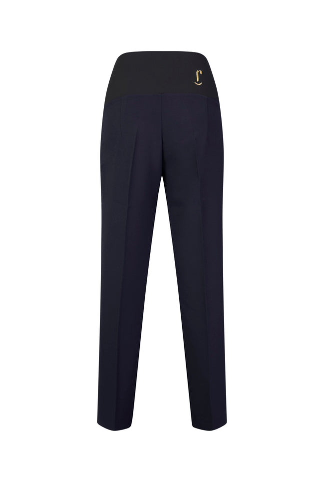 Panta Torino crepe cady blu