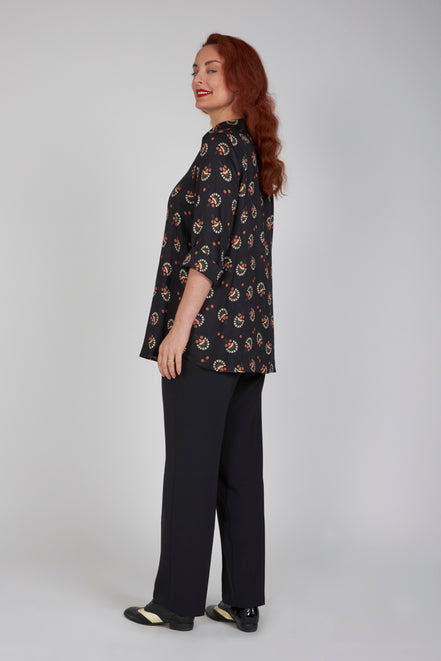 Panta Torino crepe cady nero con baschina