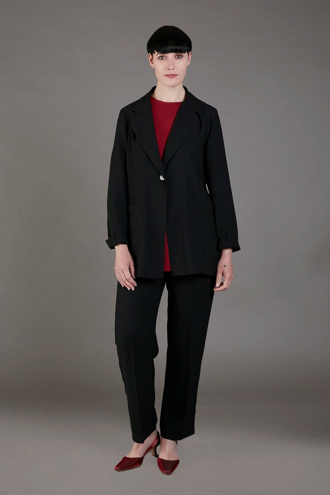 Panta Torino crepe satin nero con baschina
