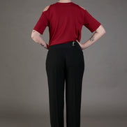 Panta Torino crepe satin nero con baschina