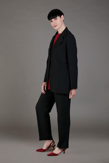Panta Torino crepe satin nero con baschina