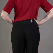 Panta Torino crepe satin nero con baschina