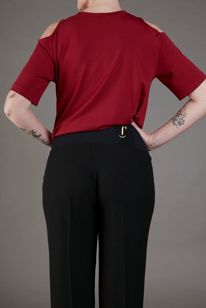 Panta Torino crepe satin nero con baschina