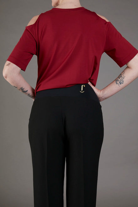 Panta Torino crepe satin nero con baschina